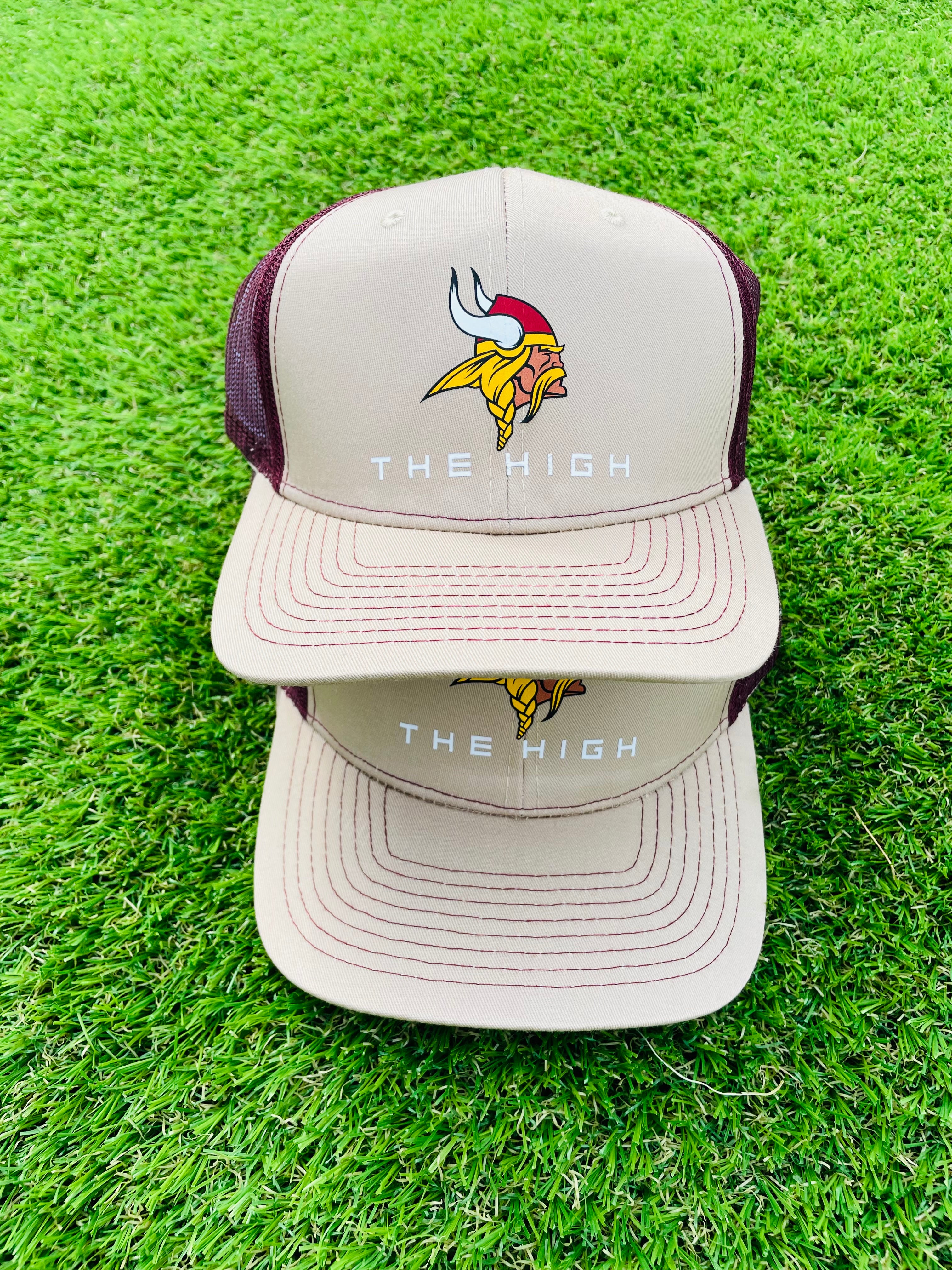"The High" Snap-Back Trucker Hat (Maroon & Khaki)