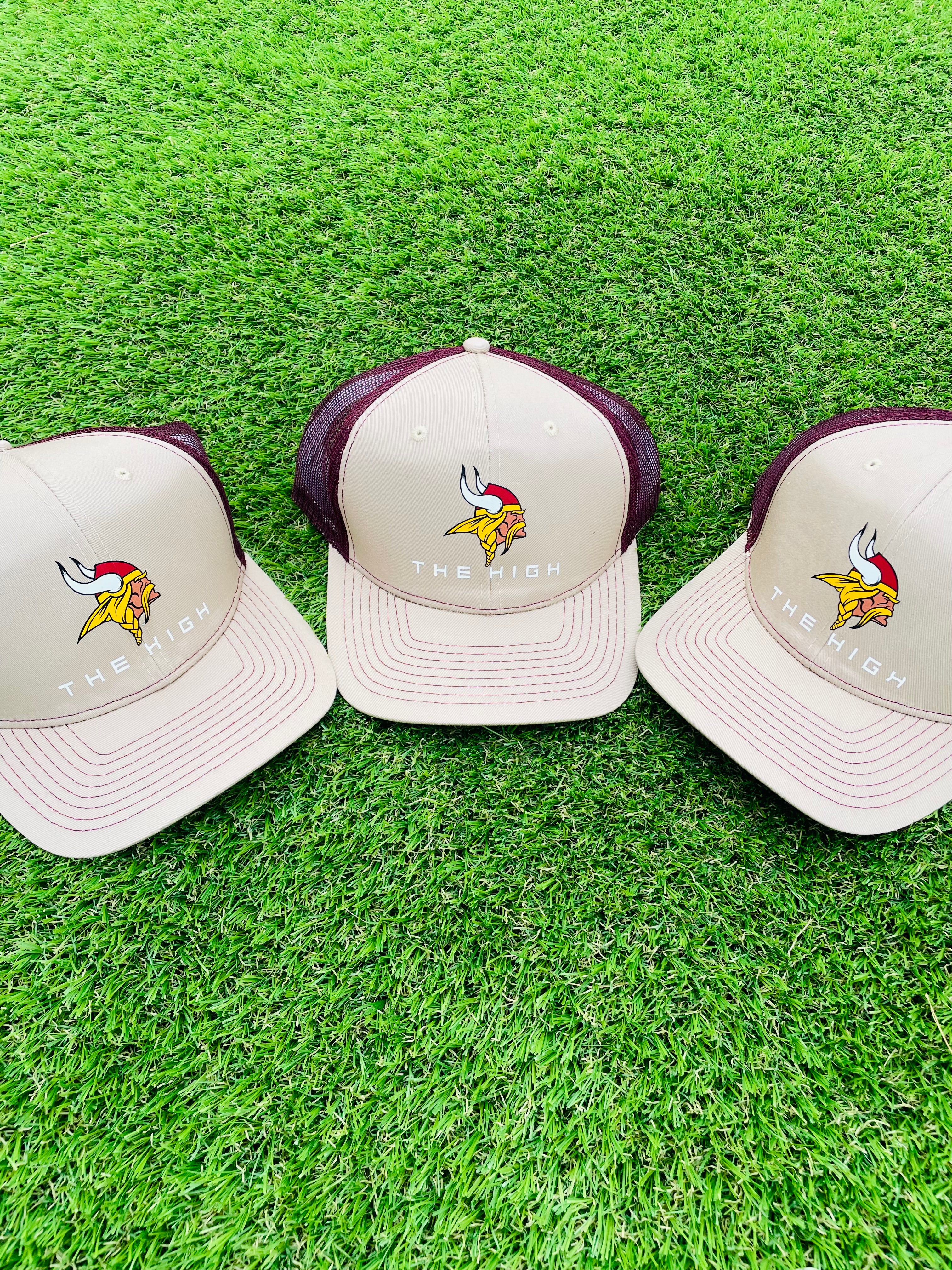 "The High" Snap-Back Trucker Hat (Maroon & Khaki)
