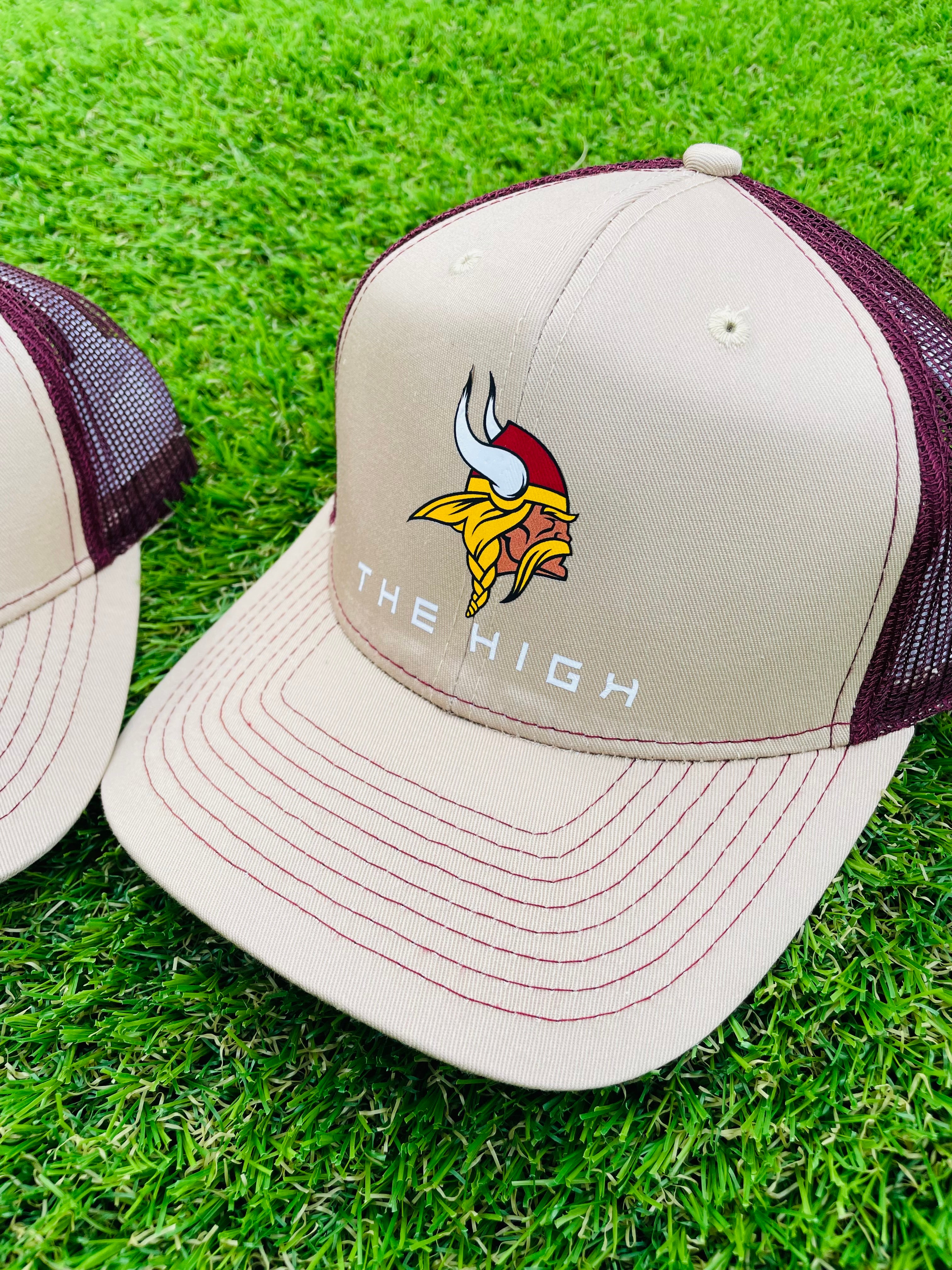 "The High" Snap-Back Trucker Hat (Maroon & Khaki)